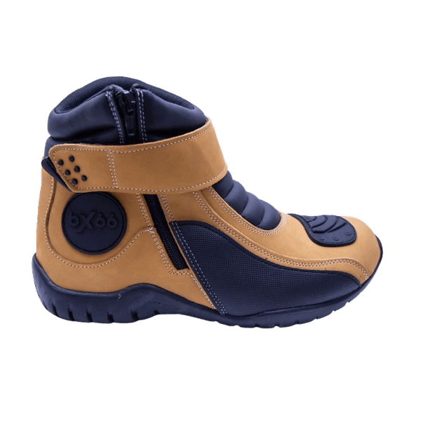 Bota Motociclista Cano Baixo Solado Borracha Fechamento Ziper Velcro BX66 Amarelo Milho