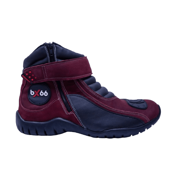 Bota Motociclista Cano Baixo Solado Borracha Fechamento Ziper Velcro BX66 Bordo