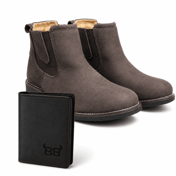 Kit Brahman Boots: Botina Braquiado Café + Carteira Preta - Brahman Boots