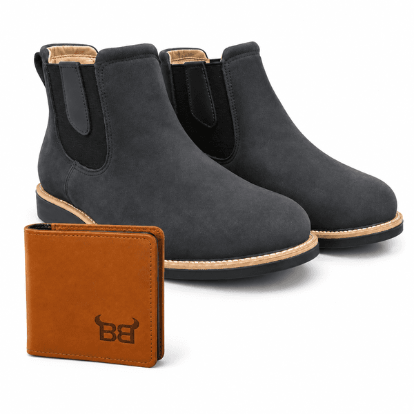 Kit Brahman Boots: Botina Braquiado Preto + Carteira Conhaque - Brahman Boots