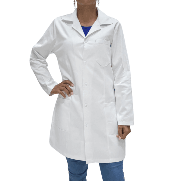 Jaleco de Algodão Feminino Branco com Manga Longa Laboratório