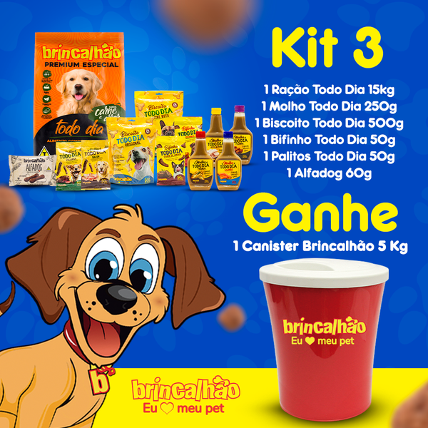  Kit Essencial Todo Dia para Cachorros: Ração Todo... - Brincalhão Pet