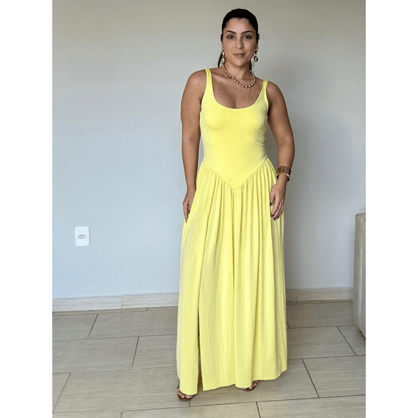 Vestido Aurora Amarelo Manteiga