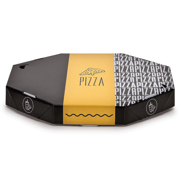 CAIXA PIZZA 30 CM BLACK YELLOW - 10 UNIDADES