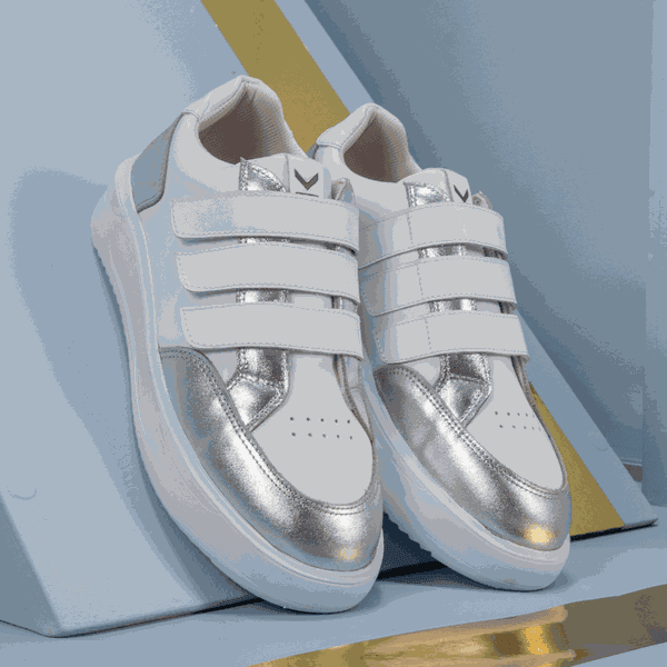 Tênis Cristal Prata Feminino em Couro Legitimo