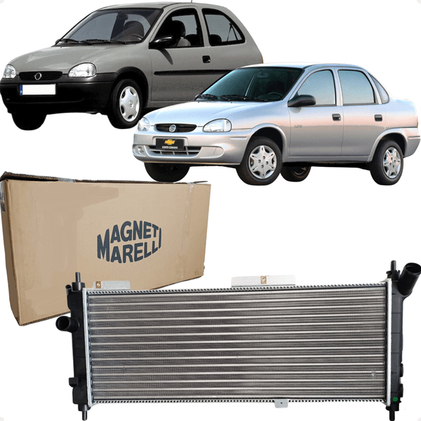 Radiador Água Corsa Classic Wind Milenium Super 1.0 1.6 Com Ar Condicionado 1994 a 2009 Magneti Marelli RMM1066HGM