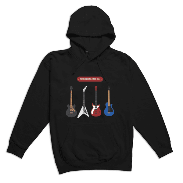 Moletom C.pirata Estampado Com Capuz Masculino - Preto Prefiro a Gitarra, Ela Não Fala