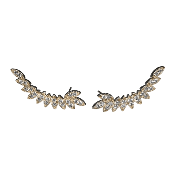 Brinco Ear Cuff folhas dourado
