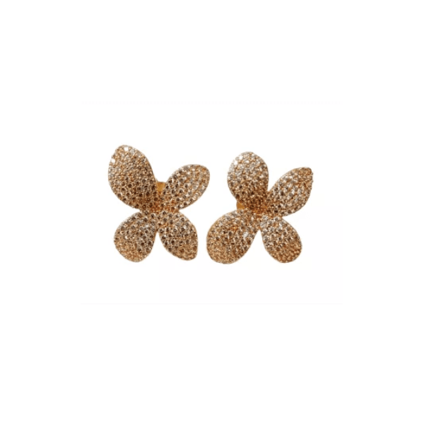 Brinco Flor Cravejado dourado