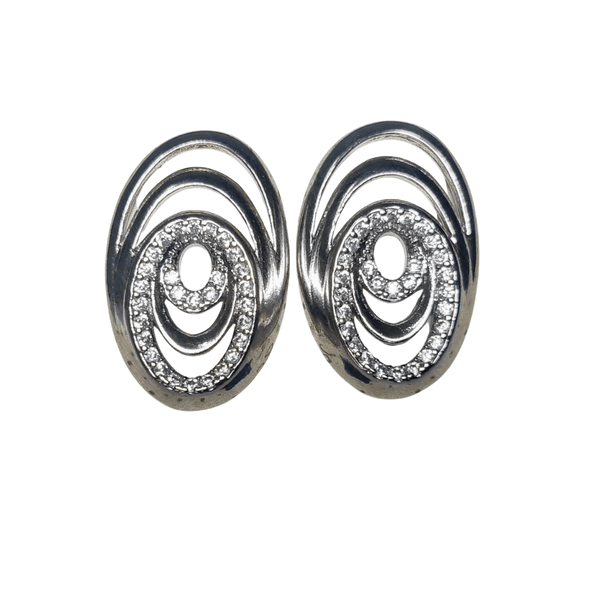 Brinco Oval Estilizado Prateado