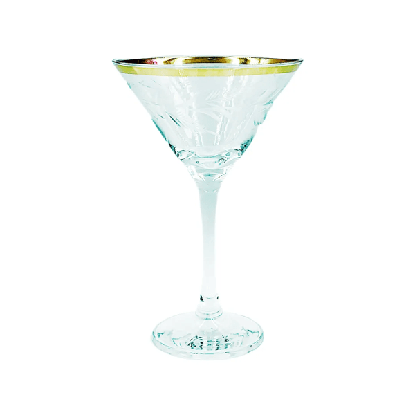 Taça Martini Lapidada Filete Ouro