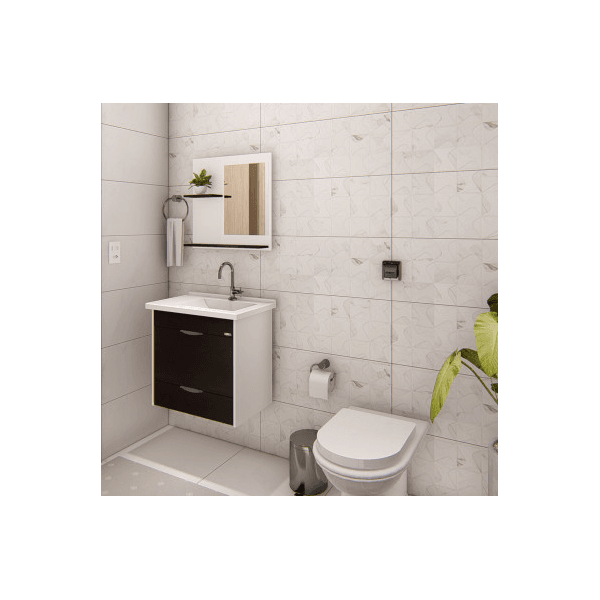 KIT TOUCADOR ROMA C/ PE + PIA + ESP TEXTURA PRETO
