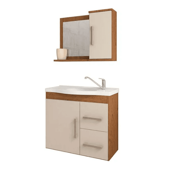 Kit Toucador Atenas 65cm Amendoa/off White