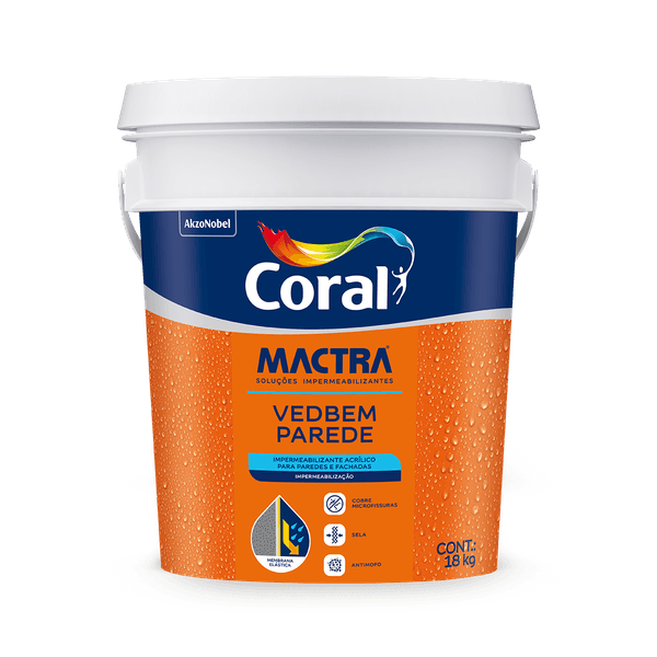 Tinta Impermea Premium Vedbem Parede Branco Fosco Coral Mactra 18KG