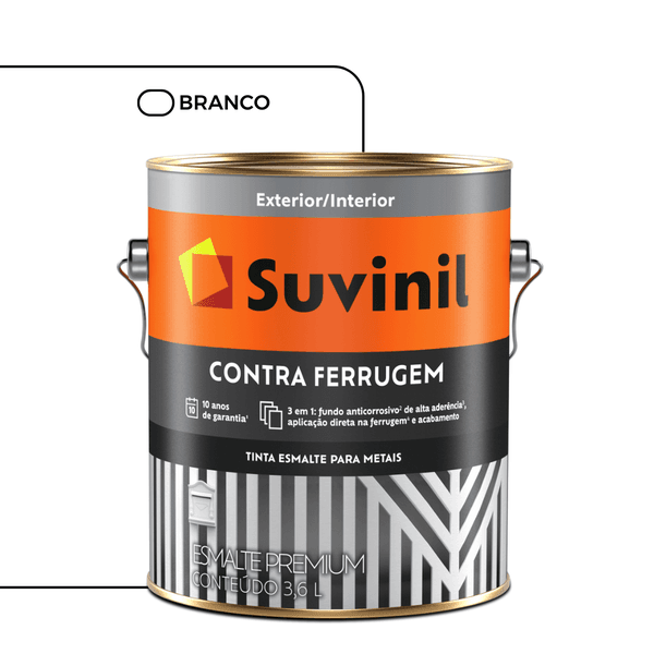 Esmalte Suvinil Brilhante Contra Ferrugem Branco Premium 3,6L