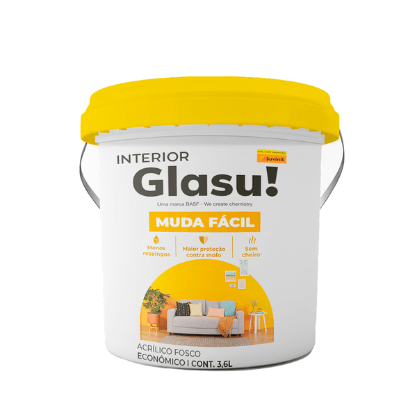 Tinta Glasu Acrílico Fosco Muda Fácil Econômica 3,6L