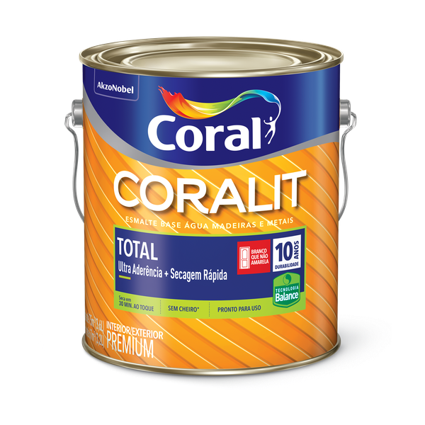 Esmalte Coral Brilhante Base Água Coralit Total Premium 3,6L