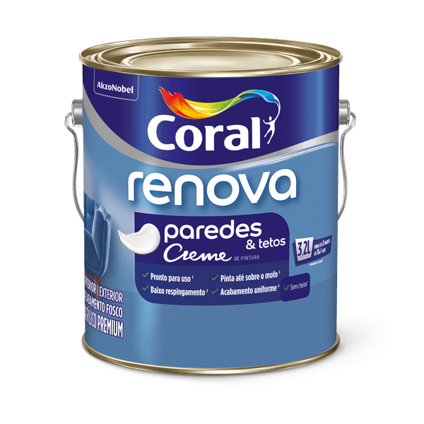 Tinta Coral Acrílico Fosco Renova Paredes & Tetos Premium 3,2L