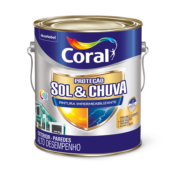 Tinta Coral Impermeabilizante Fosco Proteção Sol & Chuva Branco Premium 3,6L