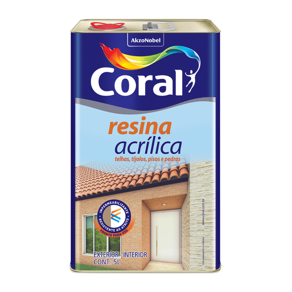 Resina Coral Acrílica Brilhante Base Água Incolor 5L