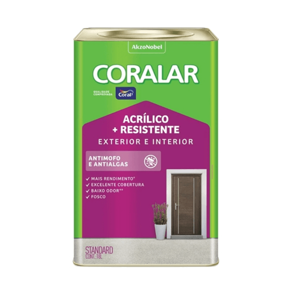 Tinta Coral Acrílico Fosco Standard Coralar + Resistente 18L