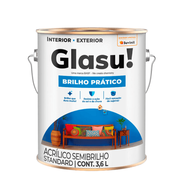 Tinta Glasu Acrilico Semi-Brilho Brilho Prático Standard 3,6L