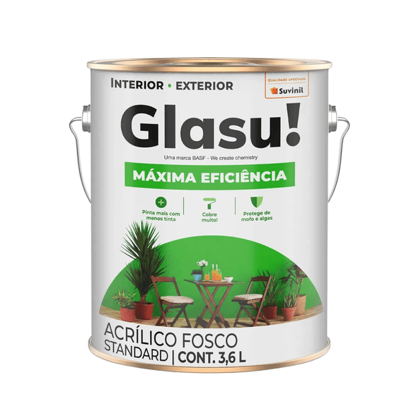 Tinta Glasu Acrílico Fosco Máxima Eficiência Standard 3,6L