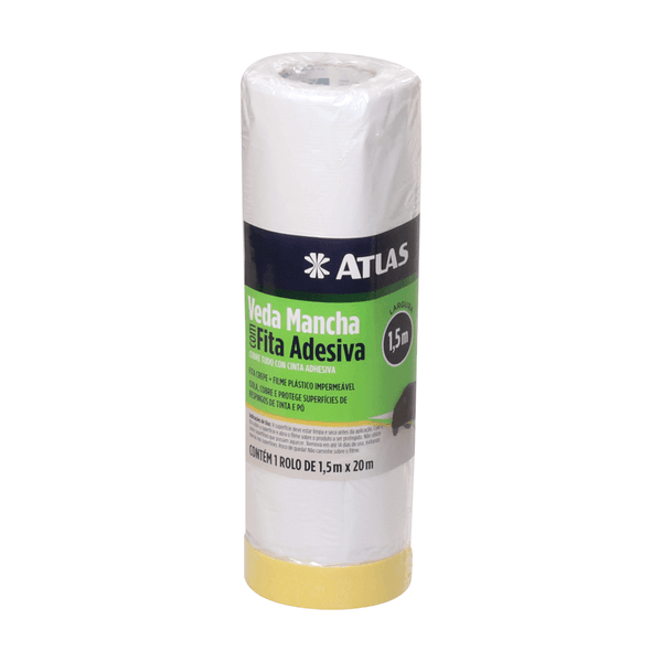 Cobertura Plástica Veda Mancha Com Fita Adesiva 1,5MX20M Un Atlas