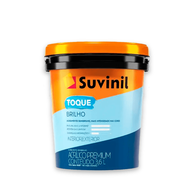 Tinta Suvinil Acrílico Toque Brilho Branco Semi Brilho Premium 3,6L 
