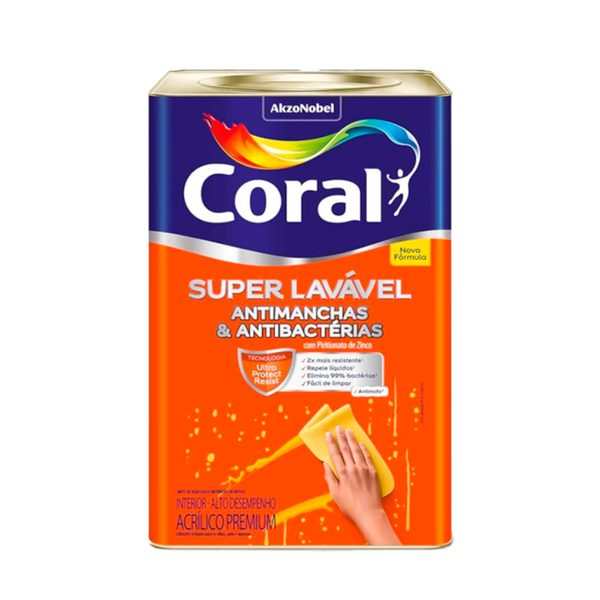 Tinta Coral Acrílico Acetinado Super Lavável Branco Premium 18L