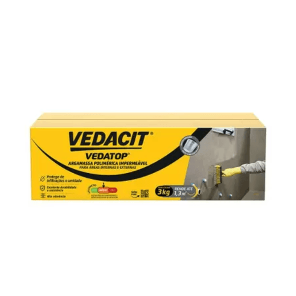 Argamassa Vedatop Polimérica Impermeável 3Kg Vedacit 