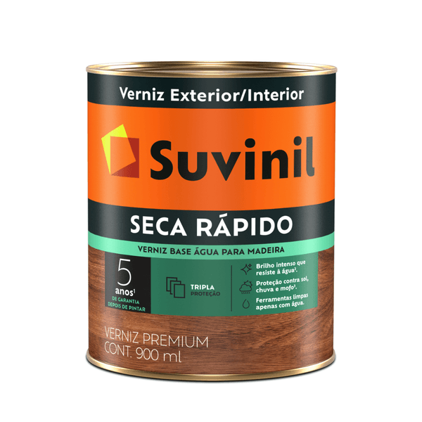Verniz Suvinil Brilhante Base Água Seca Rápido 0,9L