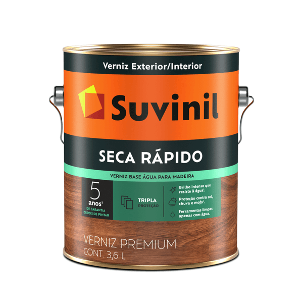 Verniz Suvinil Brilhante Base Água Seca Rápido 3,6L