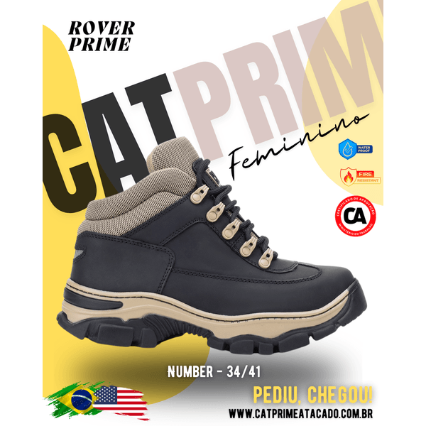 Coturno feminino Catprime modelo Rover Prime em couro sintético, resistente à água e com Certificado de Aprovação (CA).