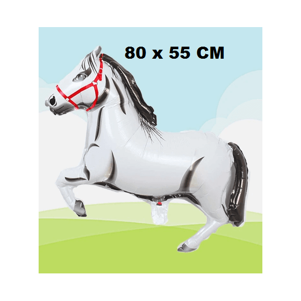 Balão 3D Cavalo Branco Metalizado