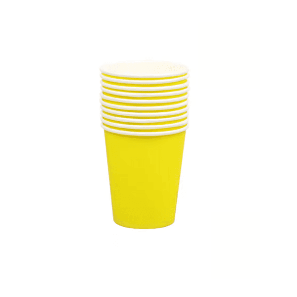 Copo de Papel Amarelo Candy Descartável 250ml - 10 unid
