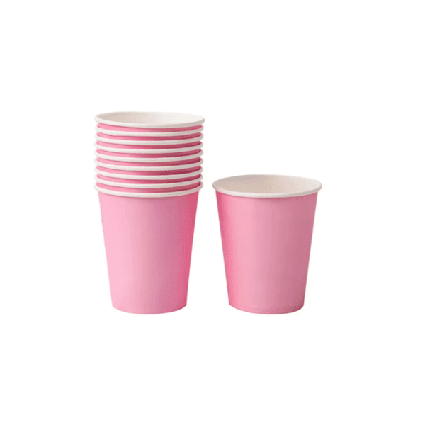 Copo de Papel Rosa Candy Descartável 250ml - 10 unid