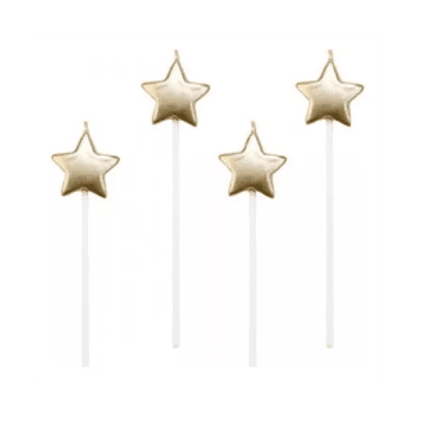 Vela de Aniversário Estrela Silver Festas - Dourada 4 unidades