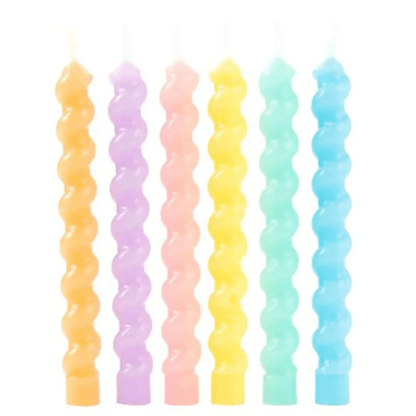 Vela Macaron Candy Color Silver Festas - 6 unidades
