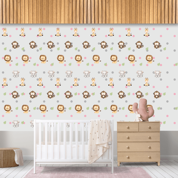 Papel de Parede Infantil Fofuras da Selva