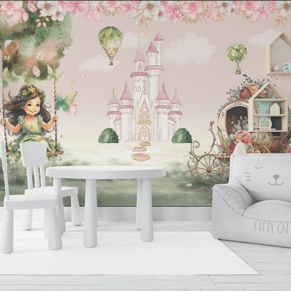 Papel de Parede Menina Divertindo no Castelo