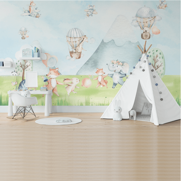 Papel de Parede Menino Animais Divertindo