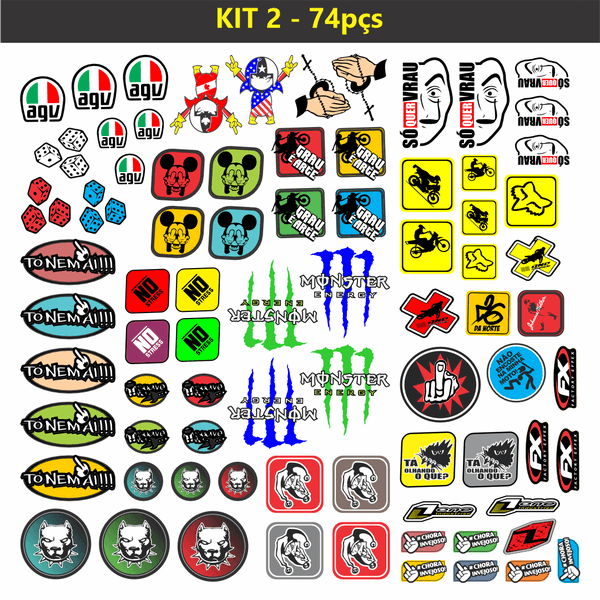 Kit Stikers Moto/ Carro 74pcs