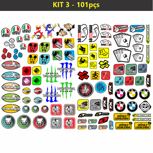 Kit Stikers Moto/ Carros 101pcs