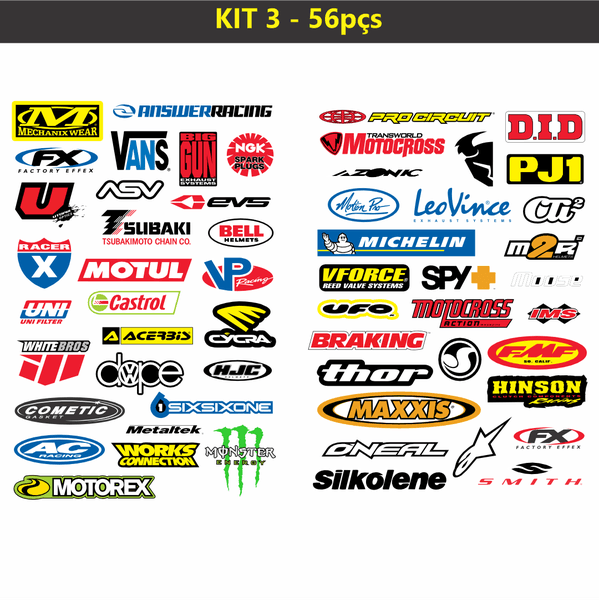 Kit Stikers Moto/ Carro 56pcs