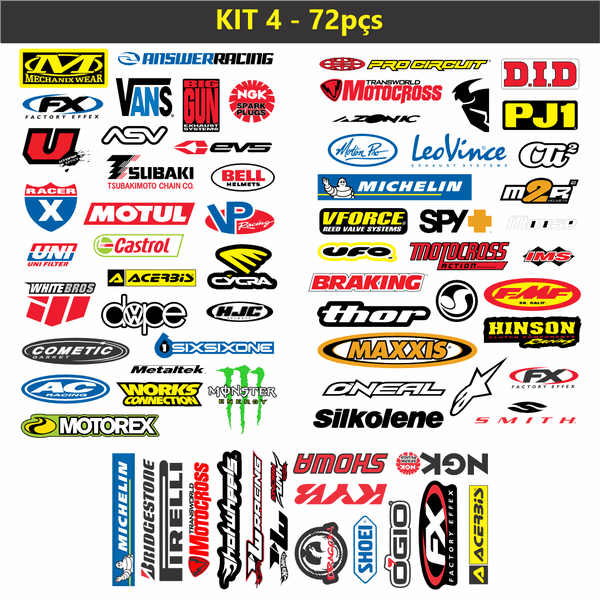 Kit Stikers Moto/ Carro 72pçs