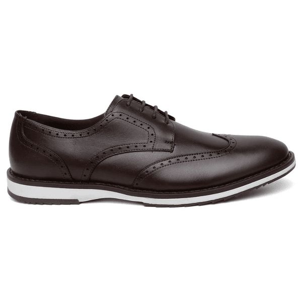 Sapato Masculino Grécia Derby Brogue Tamanho Especial Couro Café 