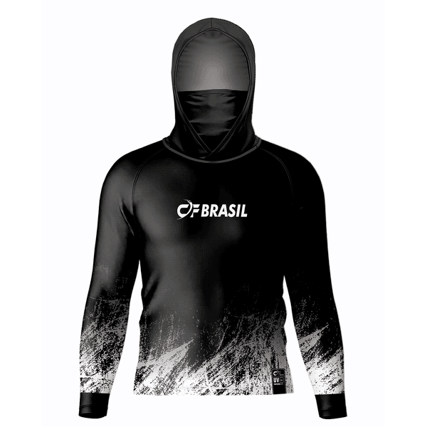 CAMISA DE PESCA LINHA EVOLUTION COM CAPUZ E BUFFER PRETO UNISSEX TAMANHO TRADICIONAL