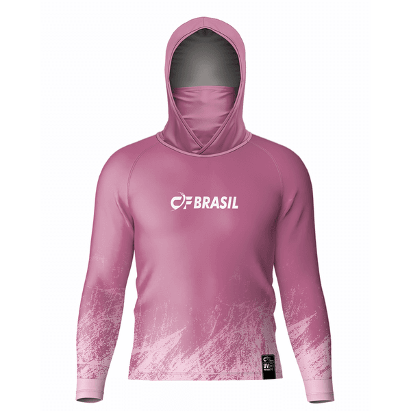 CAMISA DE PESCA LINHA EVOLUTION COM CAPUZ E BUFFER ROSA TAMANHO TRADICIONAL