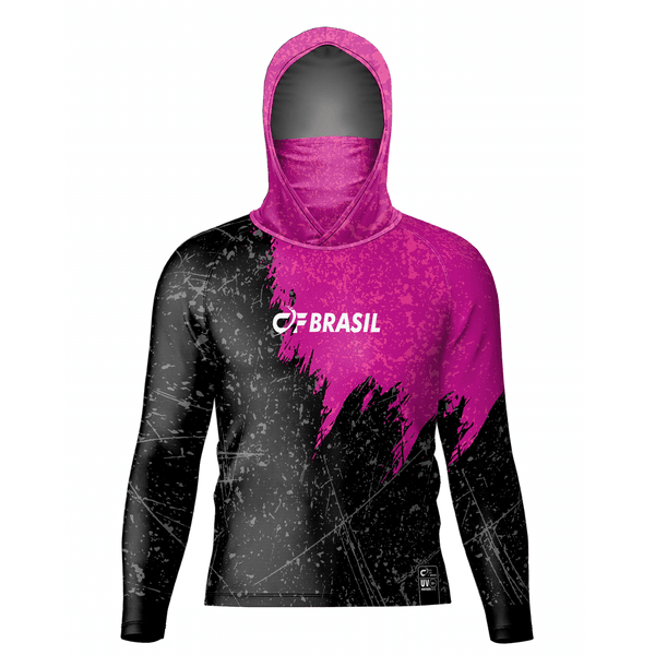 CAMISA DE PESCA LINHA EVOLUTION COM CAPUZ E BUFFER PINK COM PRETO TAMANHO TRADICIONAL